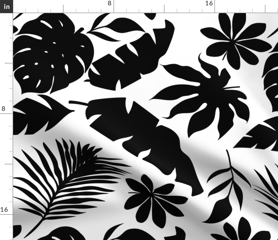 Black And White Palm Leaf 