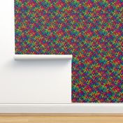 crazy rainbow dots on black - half size