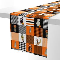 Halloween Hand-Painted Witches and Monsters Cheater Quilt