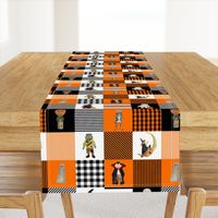 Halloween Hand-Painted Witches and Monsters Cheater Quilt
