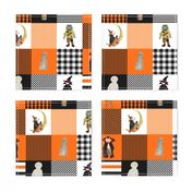 Halloween Hand-Painted Witches and Monsters Cheater Quilt