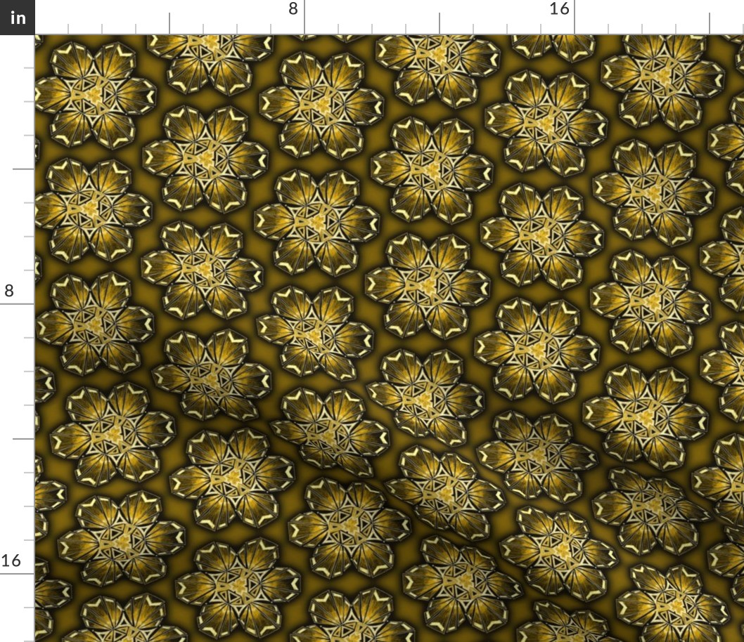 snowflake hexagons #2 - gold satin - ELH