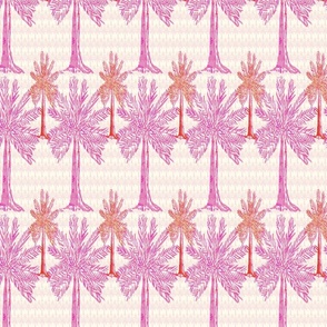 Palm Trees in magenta and orange on beige background