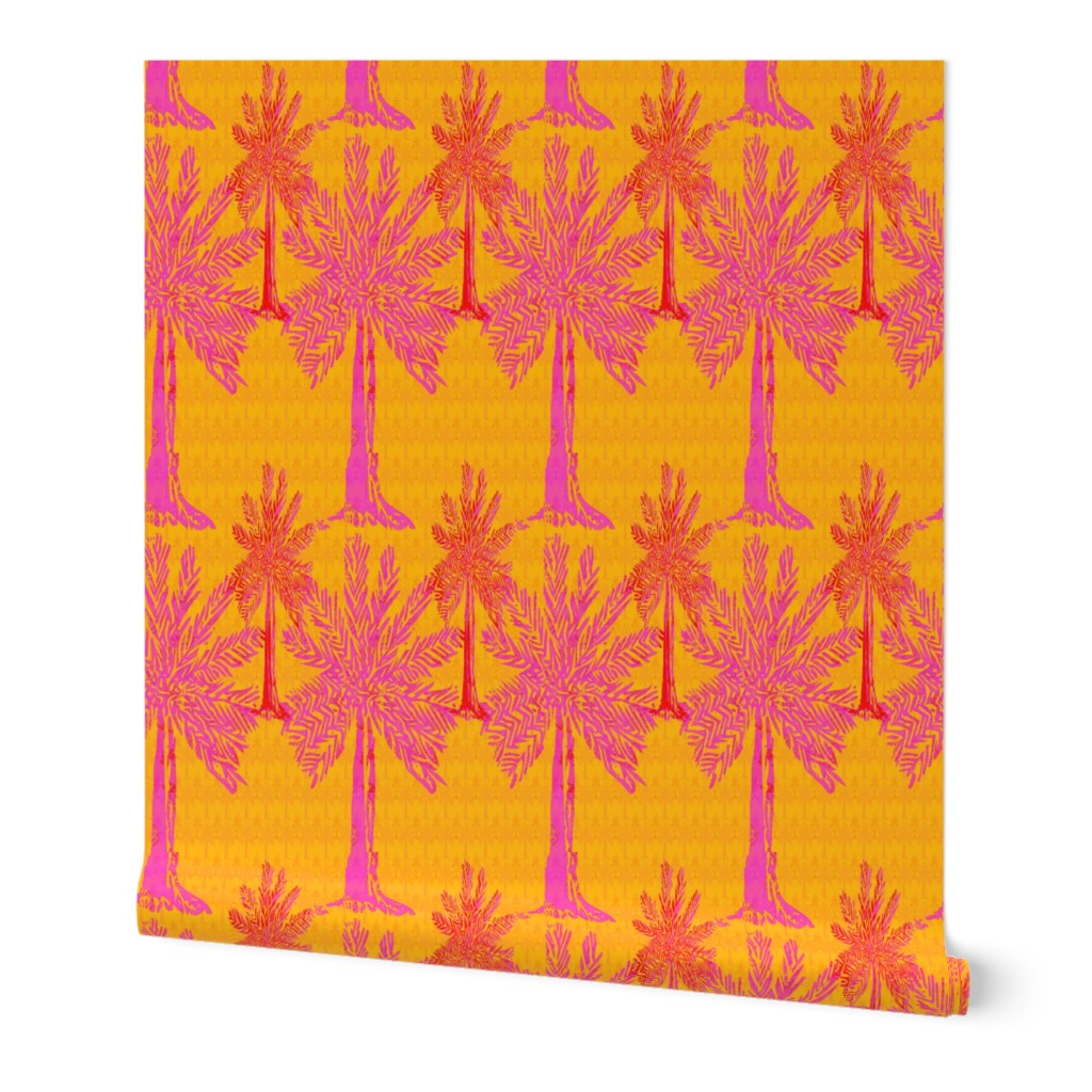 Palm trees in magenta with orange background