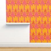 Palm trees in magenta with orange background