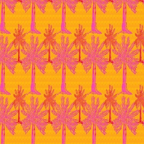 Palm trees in magenta with orange background