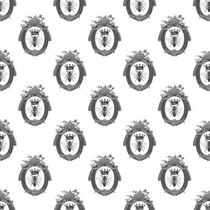 Queen Bee Pattern No. 1 | Black, White and Grey | Gray | Vintage Style