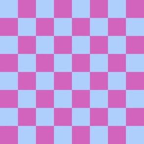 JP21 -  Checkerboard in One Inch Squares of Lavender Blue and Fuchsia