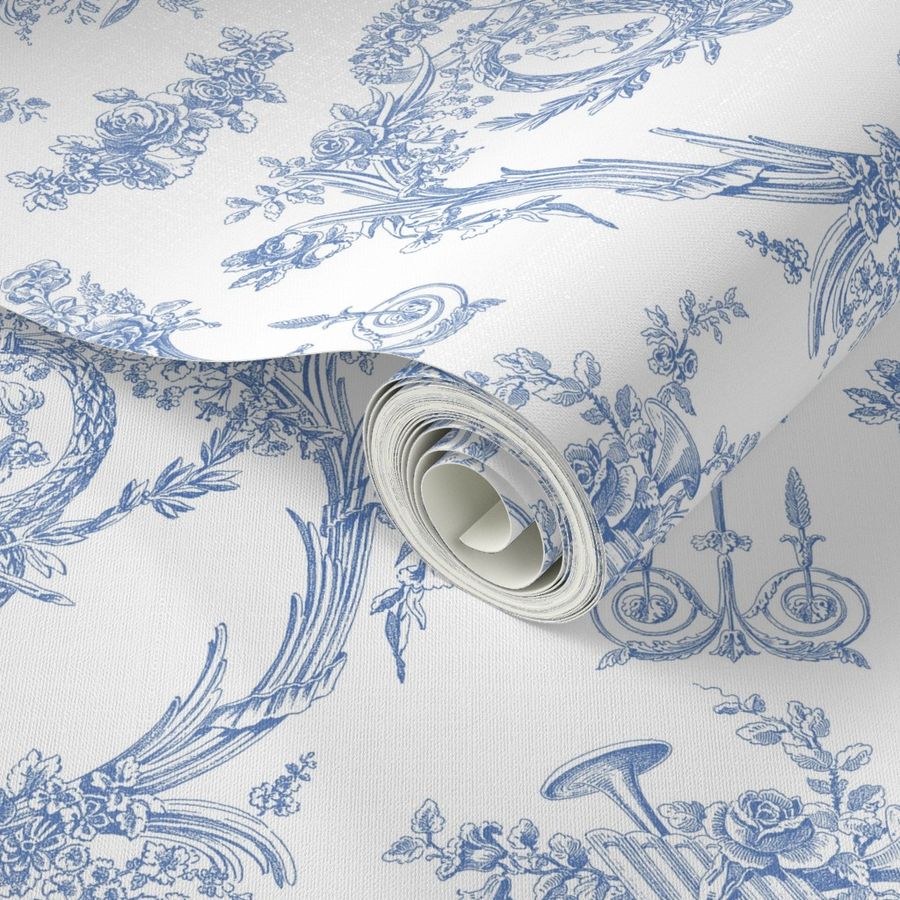 Marie Toile blueberry 1 Wallpaper | Spoonflower