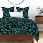 Teal poppy repeat black - medium