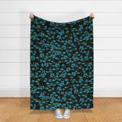 Teal poppy repeat black - medium