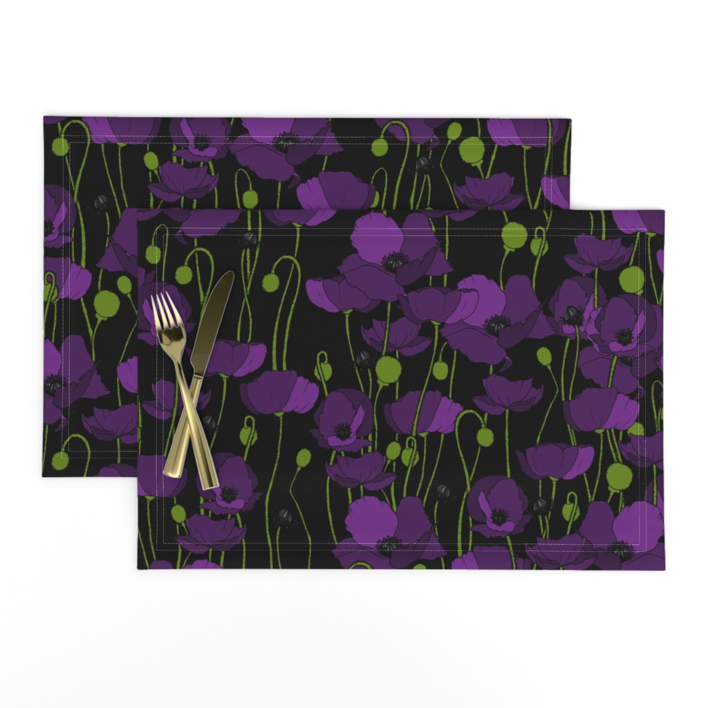 Purple poppy repeat black - medium