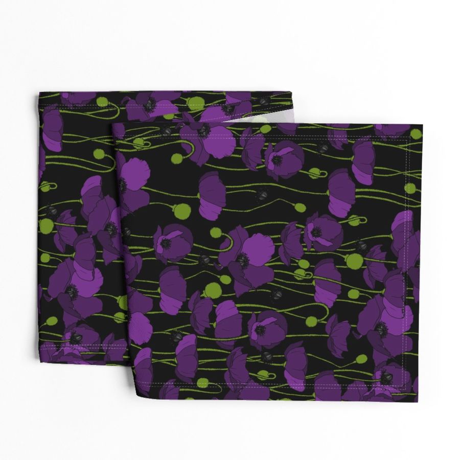 Purple poppy repeat black - medium