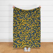 Mustard poppy repeat mid blue - medium