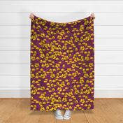 Mustard poppy repeat magenta - medium