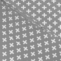 Crosses | Criss Cross | Plus Sign | X | Grey and White |  Gray | Swiss Cross | Minimalist | Scandi | Hygge