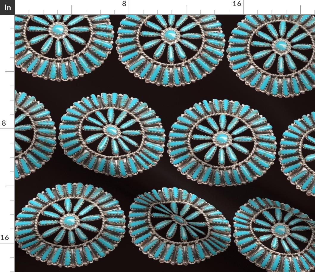 Native American Turquoise Circles on Black