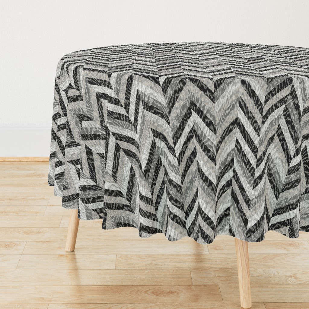 Cerused Wood Chevron Black Grey