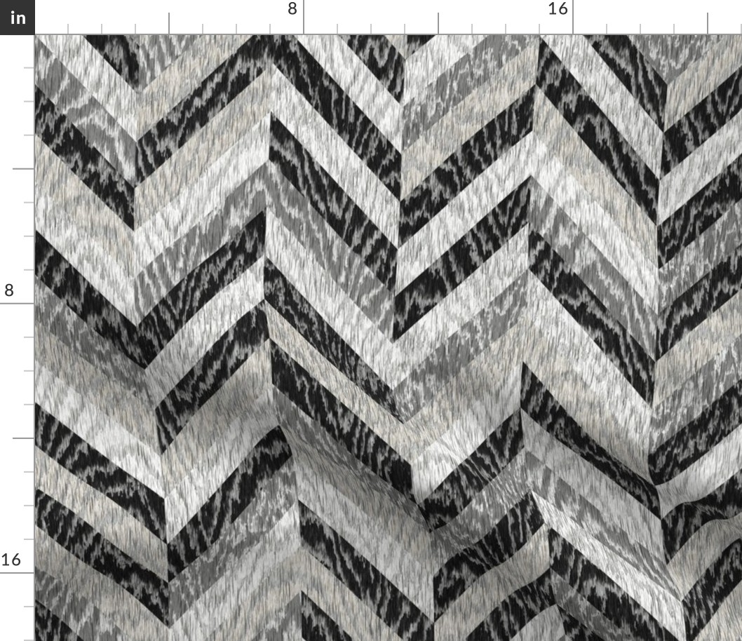 Cerused Wood Chevron Black Grey