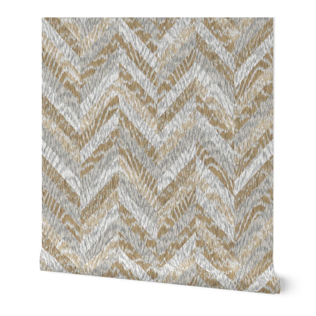 Cerused Wood Chevron White Mix