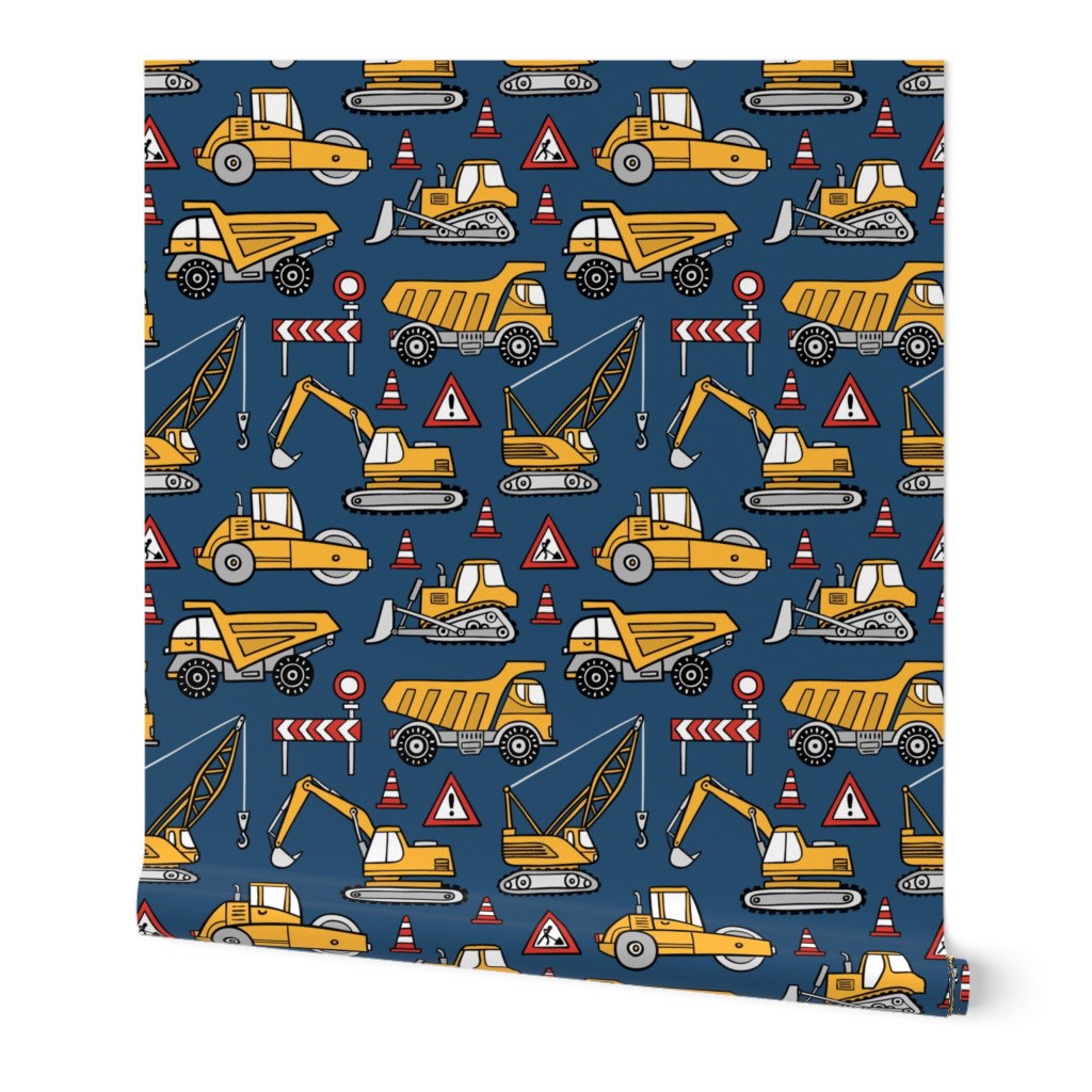 Small Scale  / Construction Cars / Dark Blue Background 