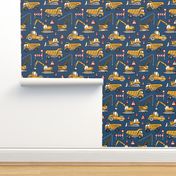 Small Scale  / Construction Cars / Dark Blue Background 
