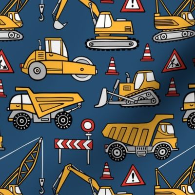 Small Scale  / Construction Cars / Dark Blue Background 