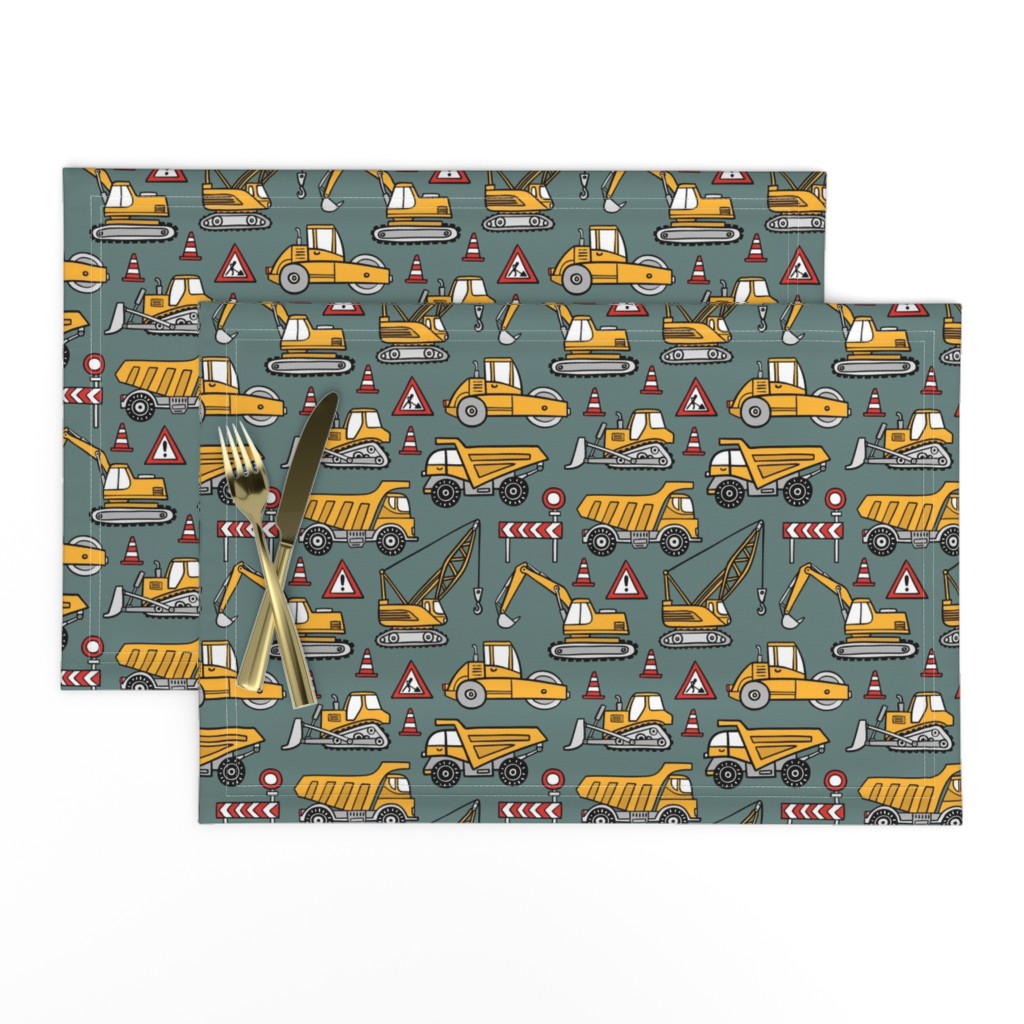 Construction Cars / Khaki Background / Small Scale 