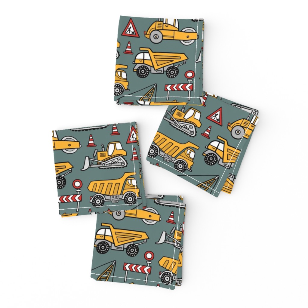 Construction Cars / Khaki Background / Small Scale 