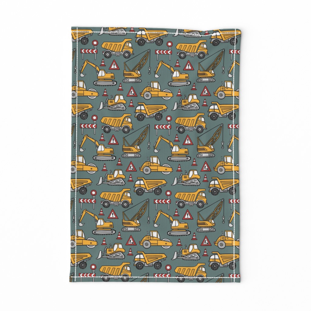 Construction Cars / Khaki Background / Small Scale 