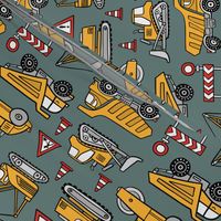 Construction Cars / Khaki Background / Small Scale 