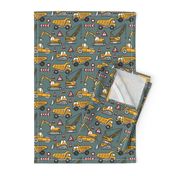 Construction Cars / Khaki Background / Small Scale 