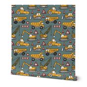 Construction Cars / Khaki Background / Small Scale 