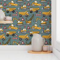 Construction Cars / Khaki Background / Small Scale 