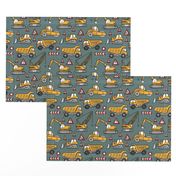 Construction Cars / Khaki Background / Small Scale 