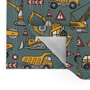 Construction Cars / Khaki Background / Small Scale 