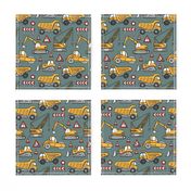 Construction Cars / Khaki Background / Small Scale 