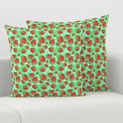 Strawberries and Blossoms Vintage Green BG