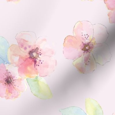 Cherry blossoms pink in watercolor.  Use the design for girls pajamas, lingerie and chemise or a bathroom wallpaper.