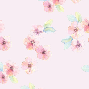 Cherry blossoms pink in watercolor.  Use the design for girls pajamas, lingerie and chemise or a bathroom wallpaper.
