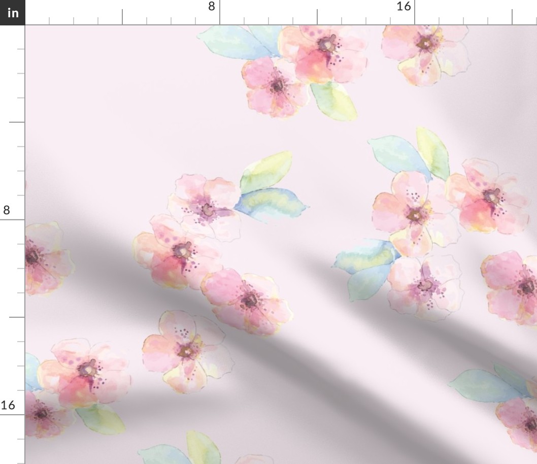 Cherry blossoms pink in watercolor.  Use the design for girls pajamas, lingerie and chemise or a bathroom wallpaper.