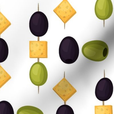 Olives and cheese snack food canape