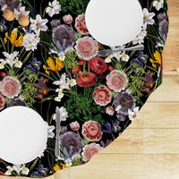 18"  Pierre-Joseph Redouté Moody Florals Iris and Anemone- Mystic Night dark moody floral 31 nostalgic dramatic home decor, antique wallpaper,