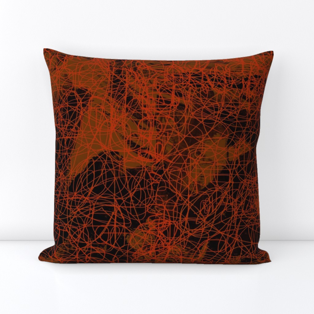 Red Orange abstract hand drawn sketch pattern 