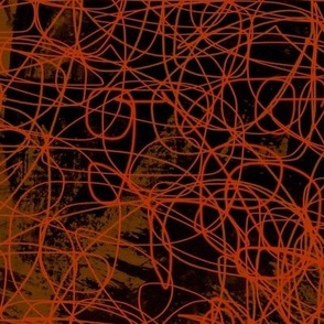 Red Orange abstract hand drawn sketch pattern 
