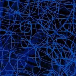 Cobalt Blue abstract hand drawn sketch pattern