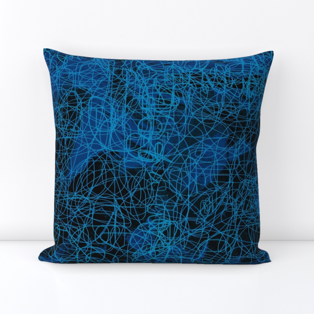 Blue abstract hand drawn sketch pattern