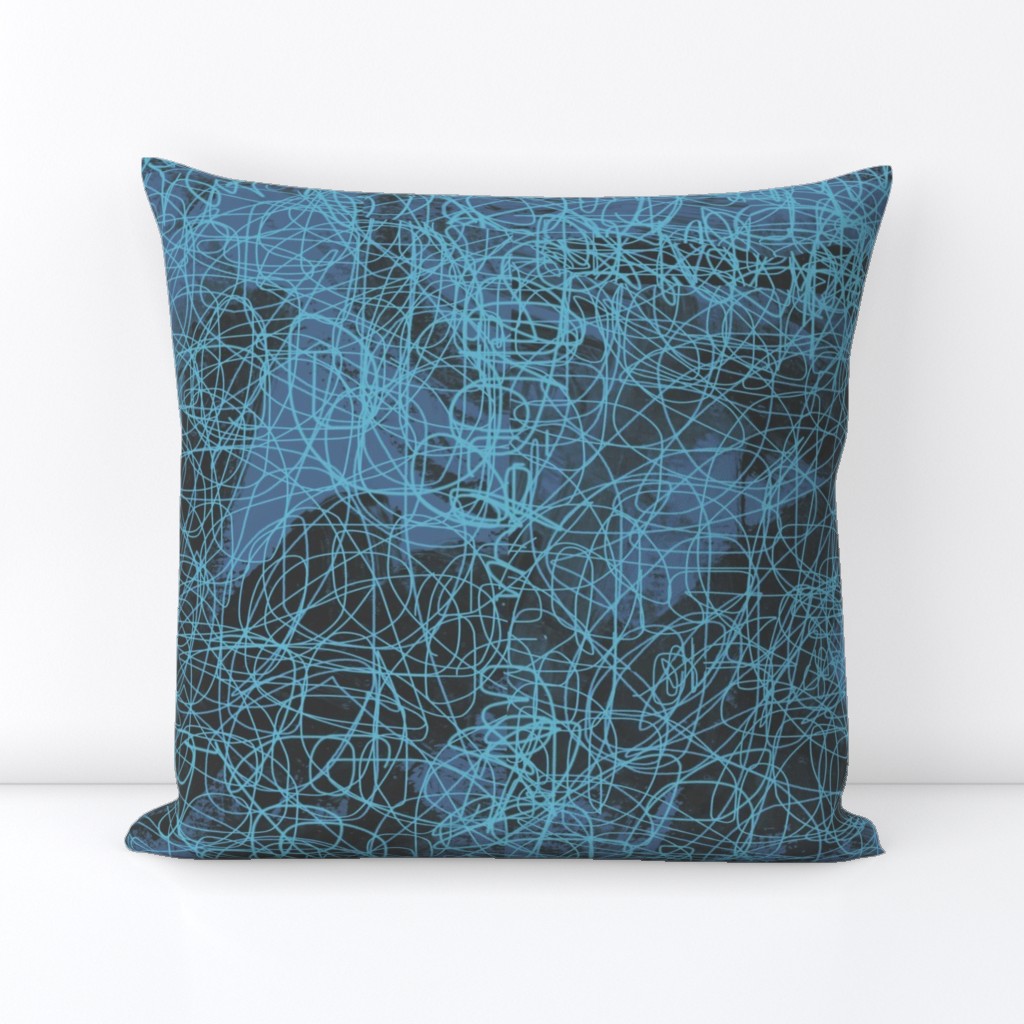 Blue light gray abstract hand drawn sketch pattern