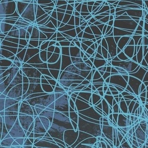 Blue light gray abstract hand drawn sketch pattern
