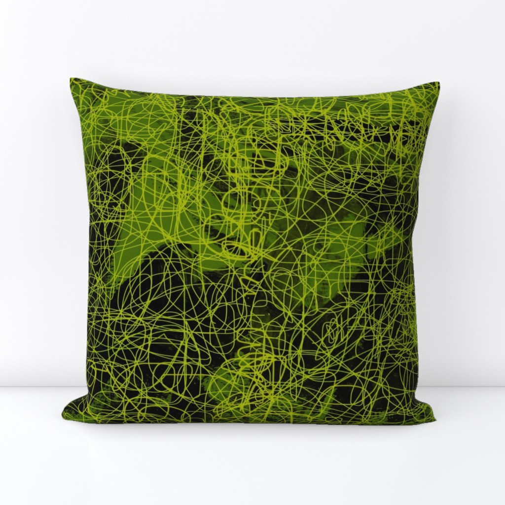 Grass Green abstract hand drawn sketch pattern 